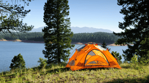 Camping tent by the lake